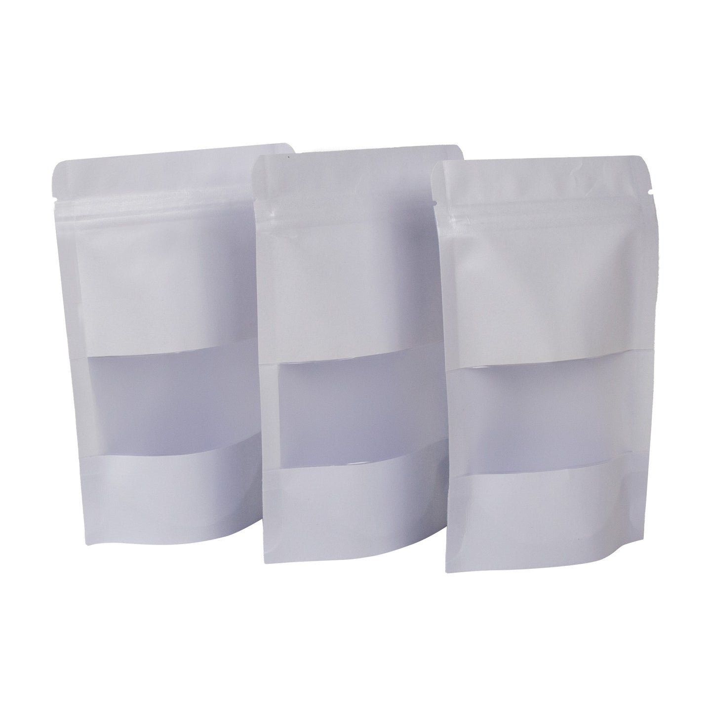 Bolsa Stand Up Pouch Kraft Blanca con Zipper y Ventana 50g